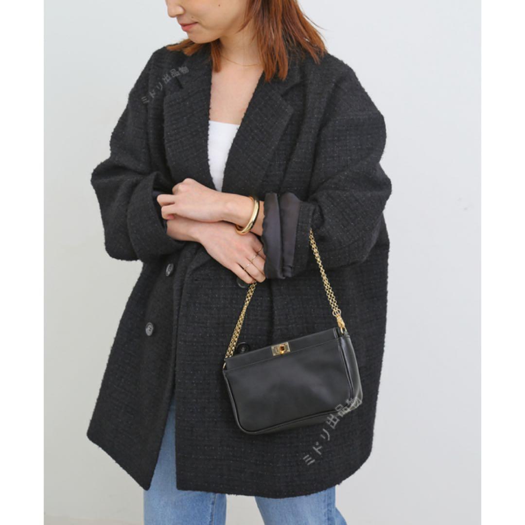 Deuxieme Classe Oversized ツイード ジャケット 黒