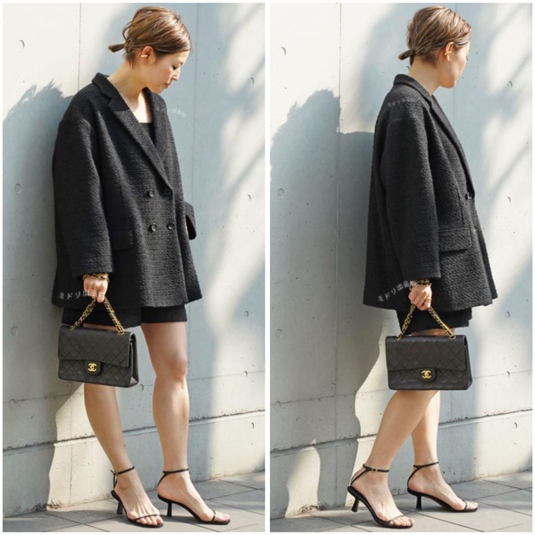 Deuxieme Classe Oversized ツイード ジャケット 黒