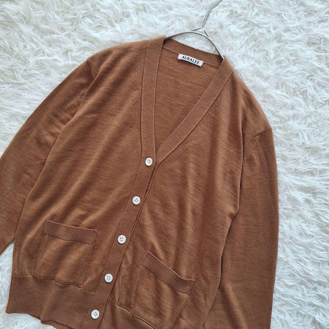 AURALEE✨オーラリー カーディガン カシミヤ混 Vネック ブラウン
