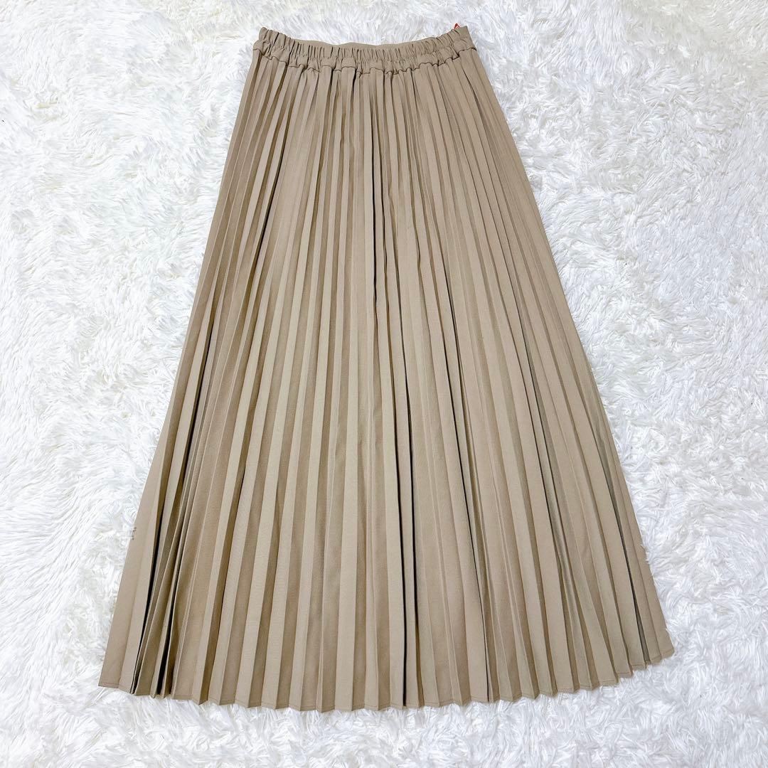 即完売 RISLEY プリーツロングスカート ベージュ×オレンジ