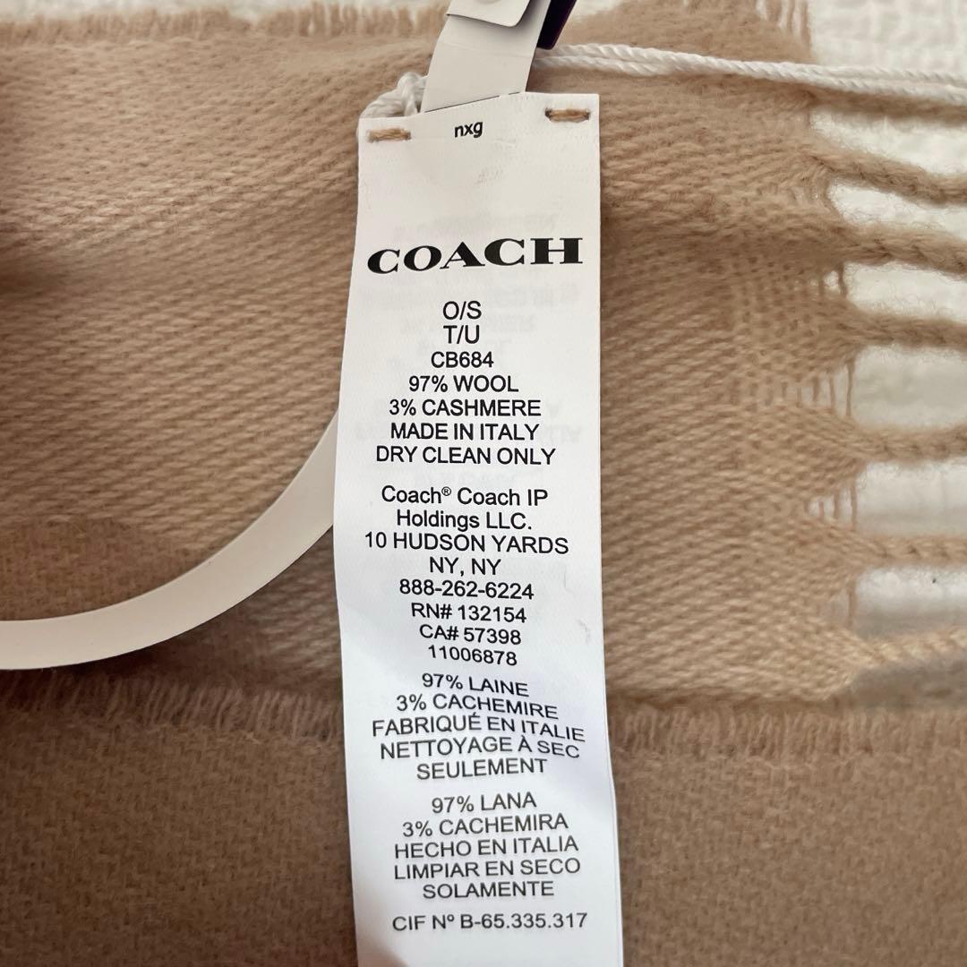 【新品】COACH コーチ　マフラー　大判　シグネチャー　ウール　カシミヤ