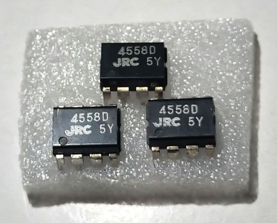 希少 75年製 JRC 2回路オペアンプ 4558D 同LOT３個セット艶あり