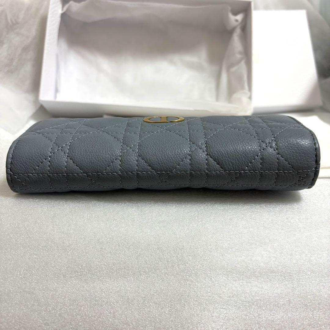 【超美品・備品付き】Dior ロングウォレット カナージュ カーフスキン ブルー
