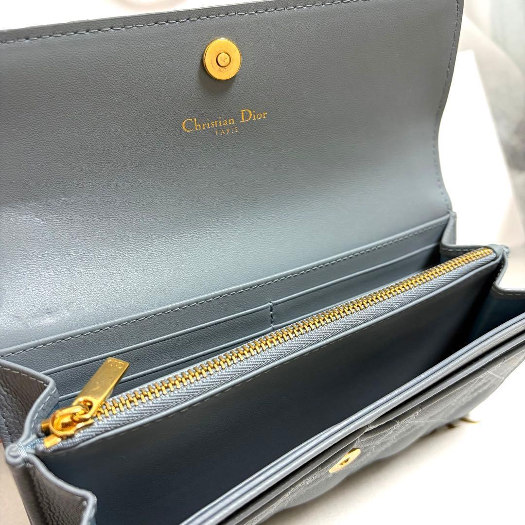 【超美品・備品付き】Dior ロングウォレット カナージュ カーフスキン ブルー