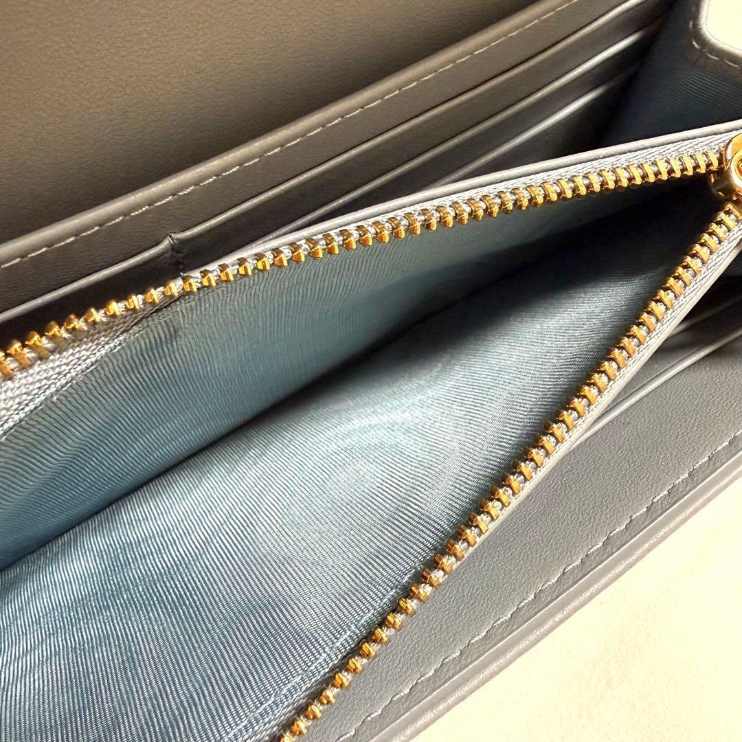 【超美品・備品付き】Dior ロングウォレット カナージュ カーフスキン ブルー