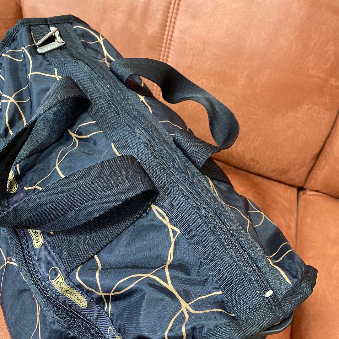 LeSportsac レスポートサック ボストンバッグ ブラック黒 金 ゴールド