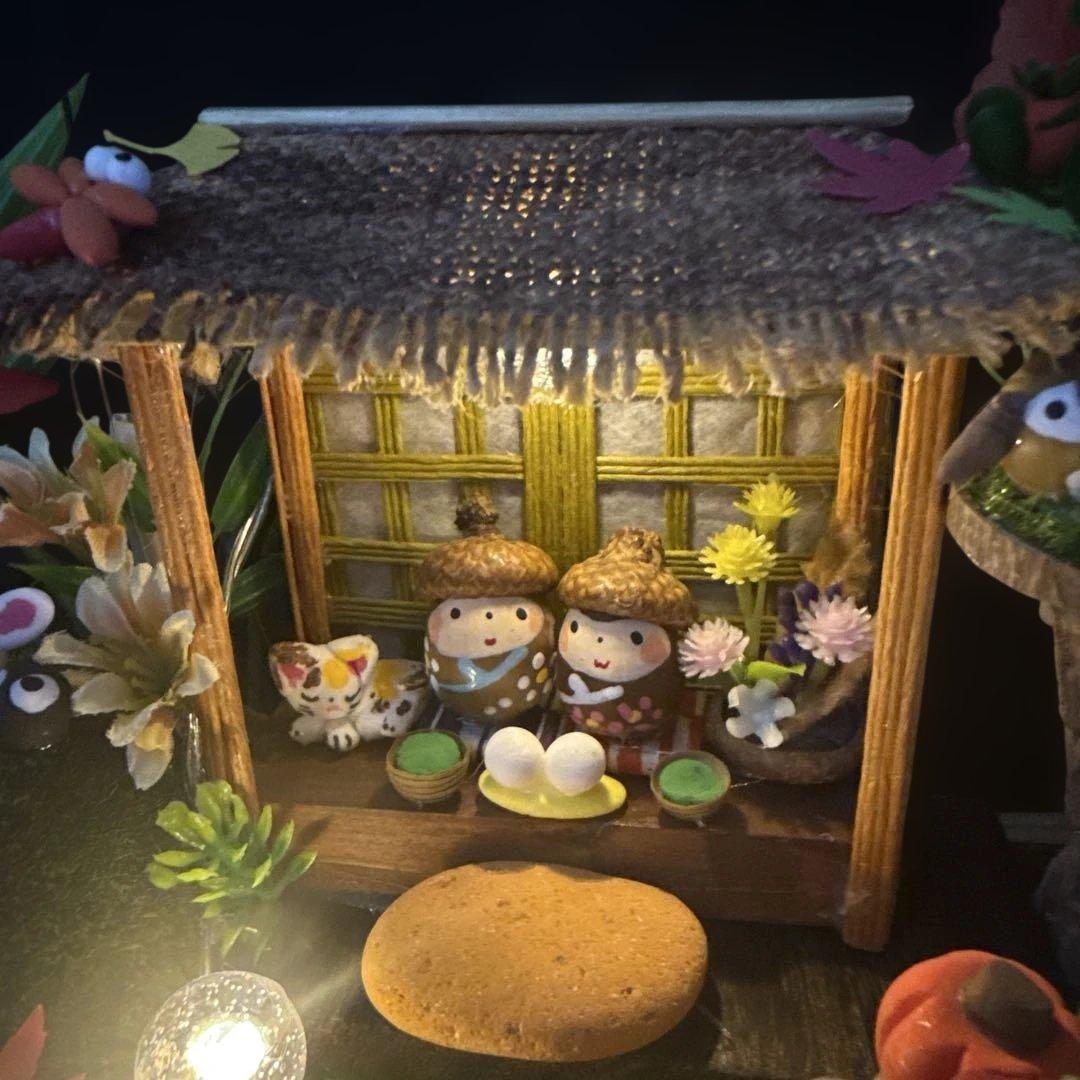 どんぐりアート♡秋のライト付きオブジェ♡