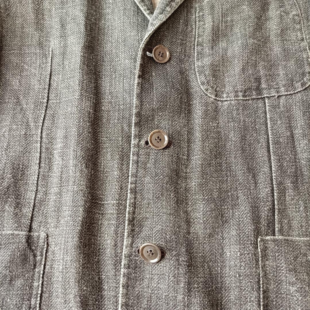 【美品/伊製】KRIZIAUOMO リネン100 ヘリンボーン ジャケット XL