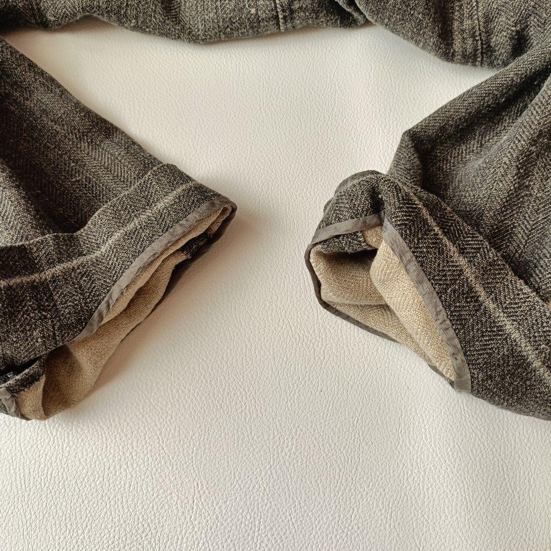 【美品/伊製】KRIZIAUOMO リネン100 ヘリンボーン ジャケット XL