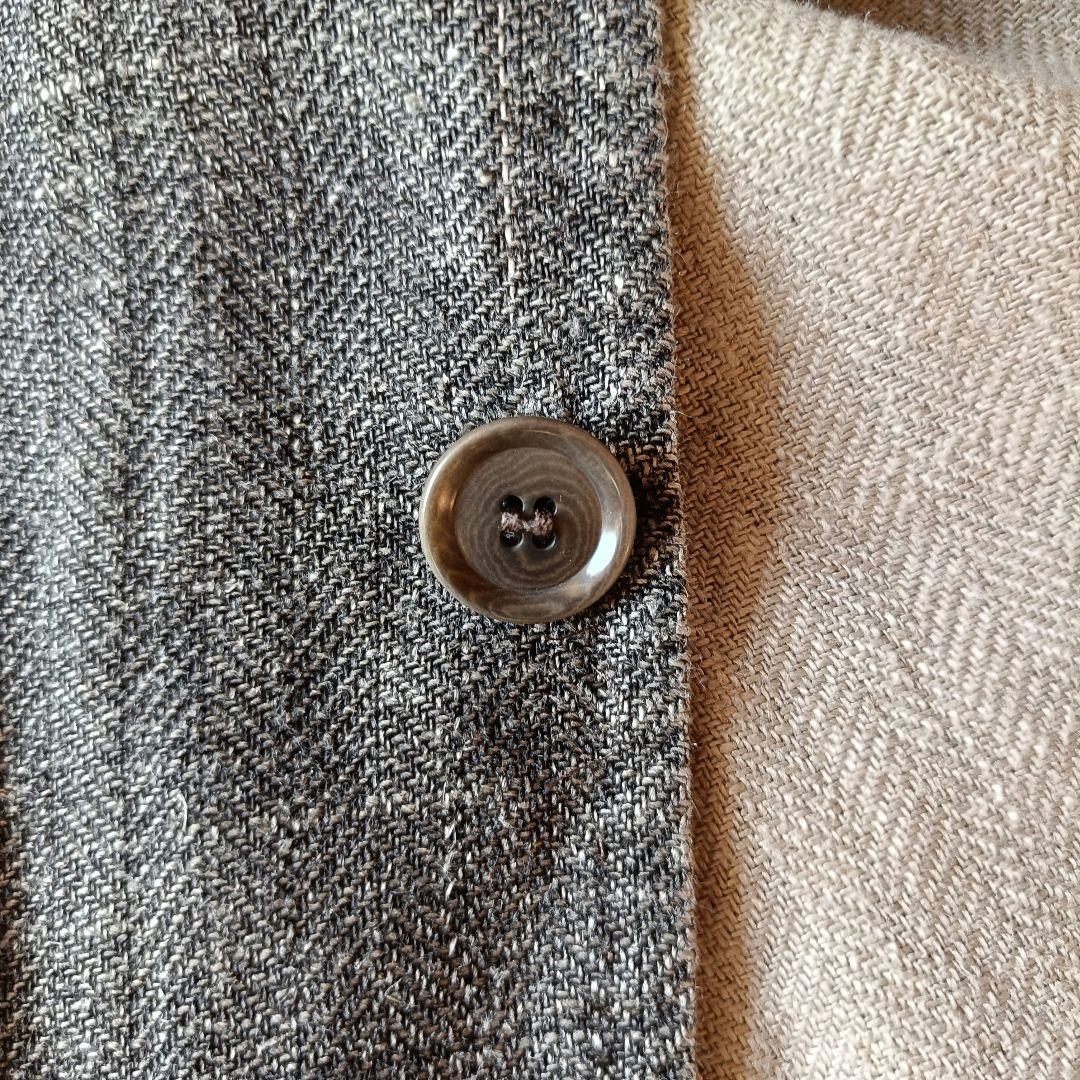 【美品/伊製】KRIZIAUOMO リネン100 ヘリンボーン ジャケット XL