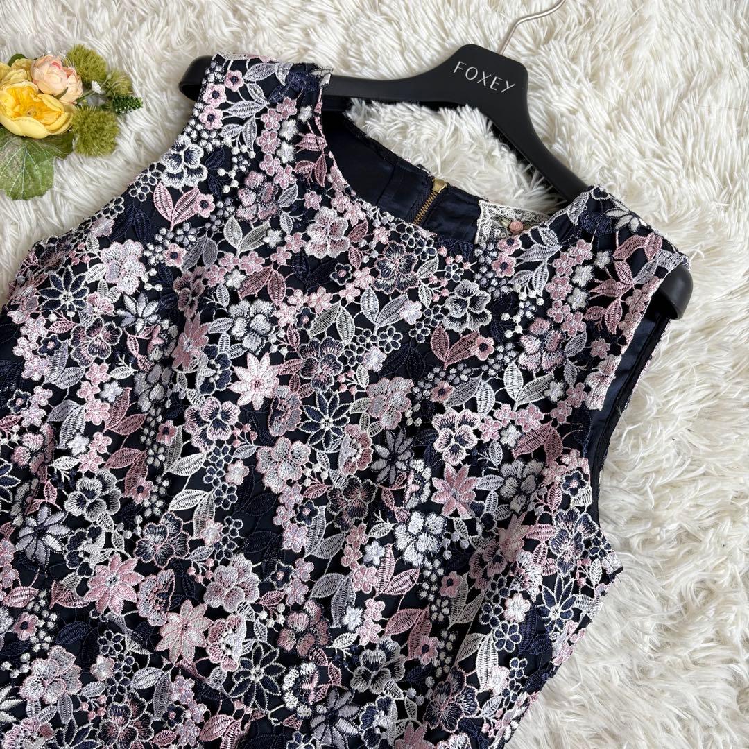 美品♡ローズティアラ 総レースワンピース 花柄刺繍 42/XL 近年モデル