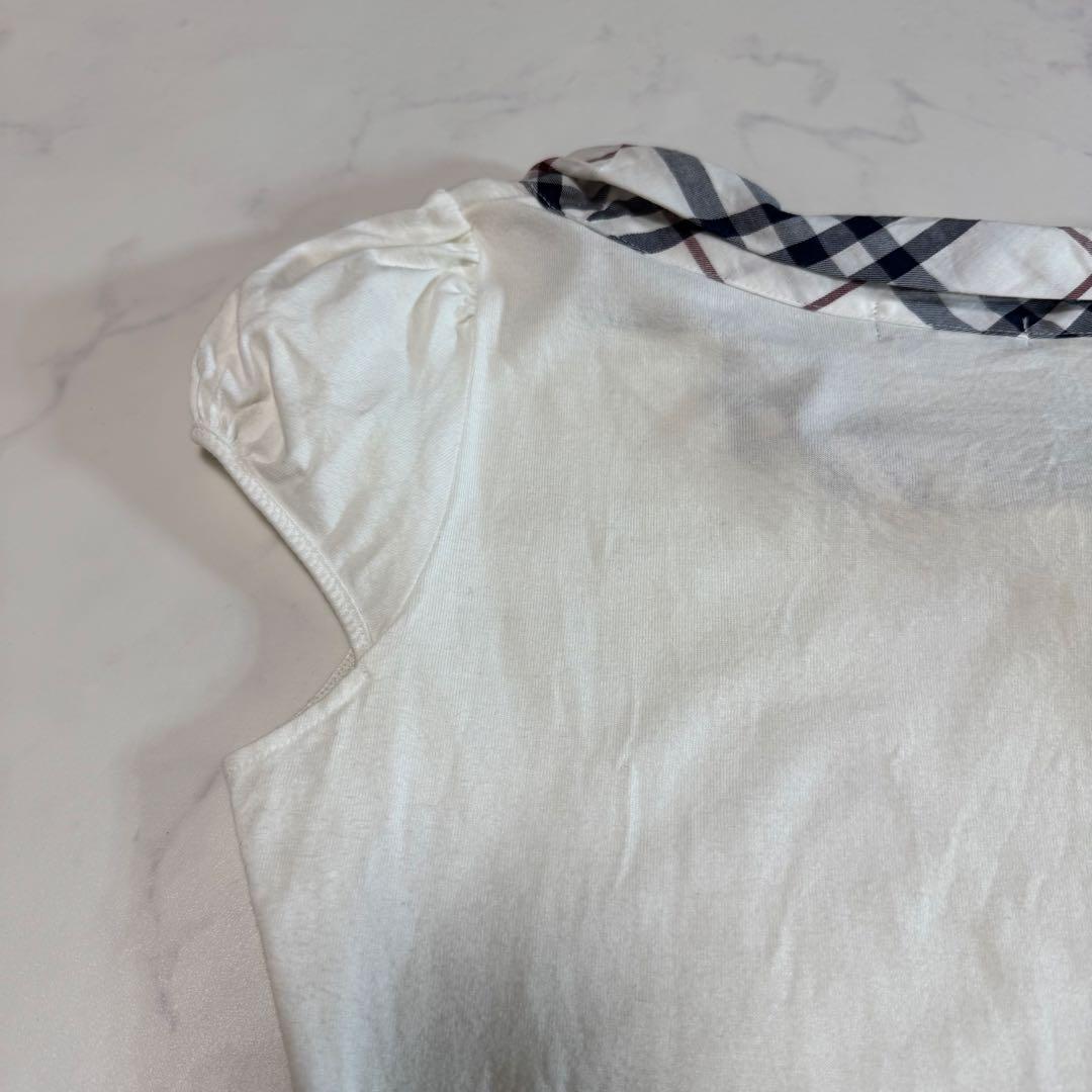 BURBERRY BLUE LABEL ノバチェック 襟リボン 半袖カットソー