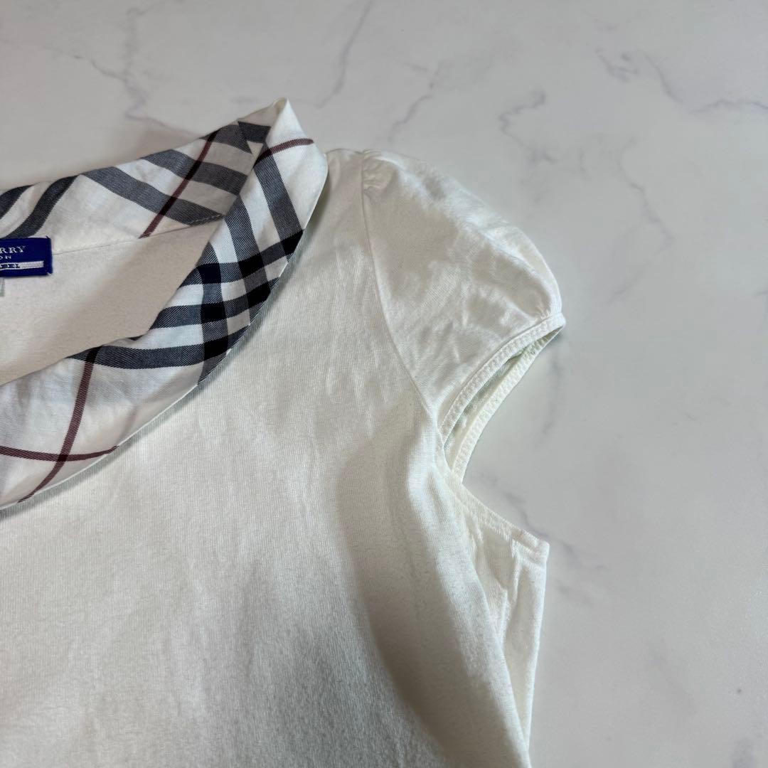 BURBERRY BLUE LABEL ノバチェック 襟リボン 半袖カットソー