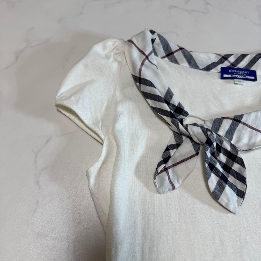 BURBERRY BLUE LABEL ノバチェック 襟リボン 半袖カットソー
