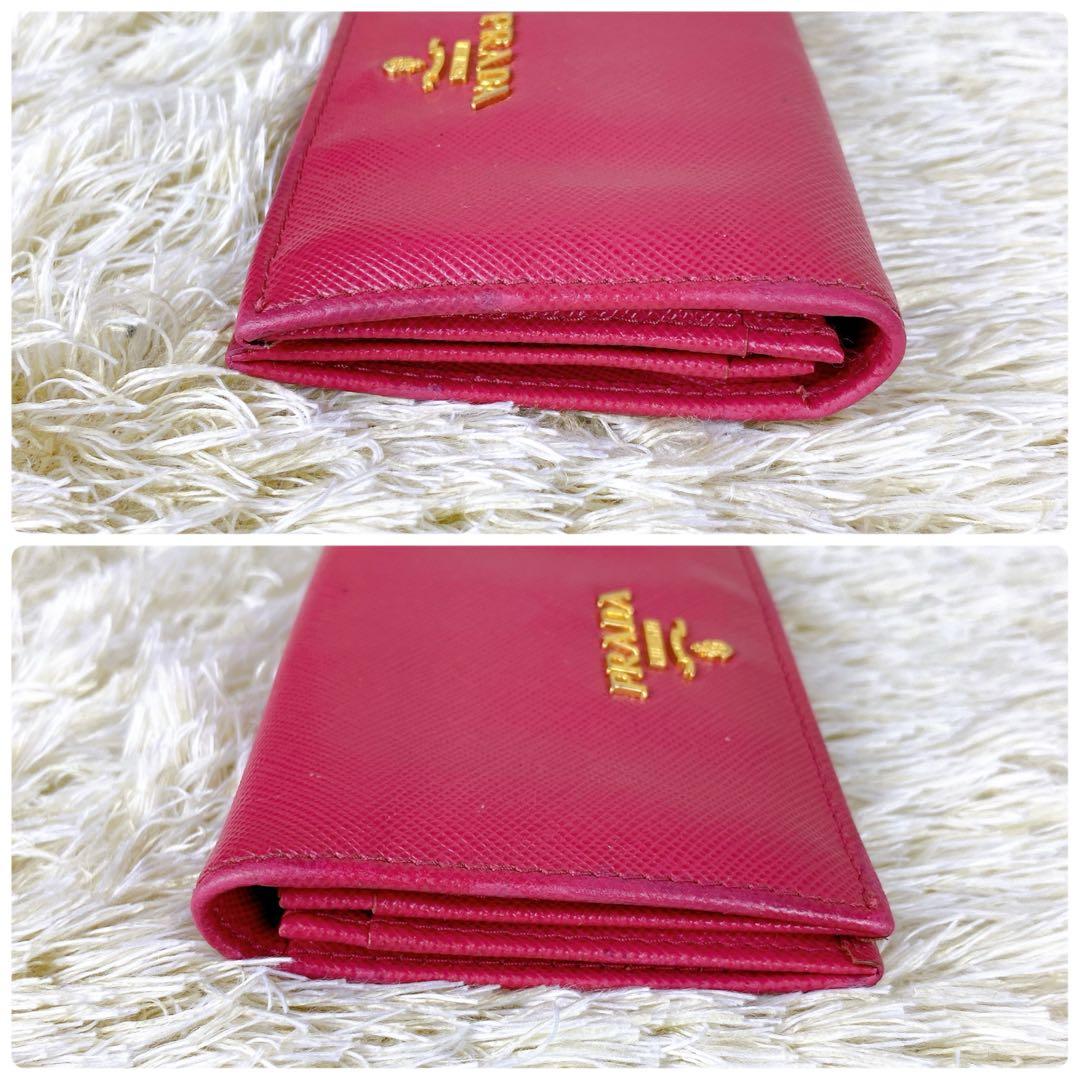 PRADA パスケース カードケース ピンク　革　金具　名刺入れ　箱付き