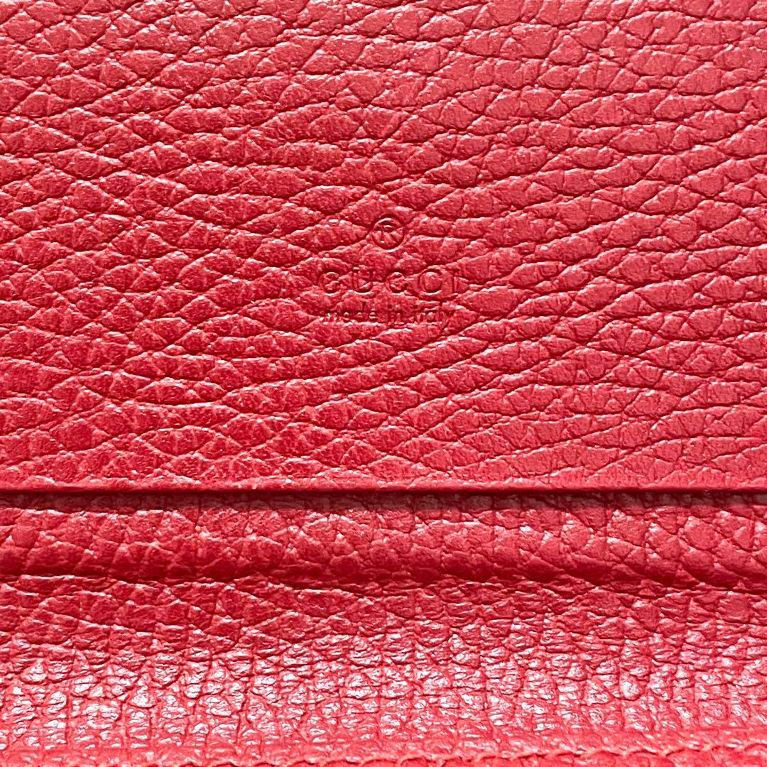 希少GUCCI 本革　GG マーモント　名刺入れ　赤　シボ革　鑑定済み正規品保証