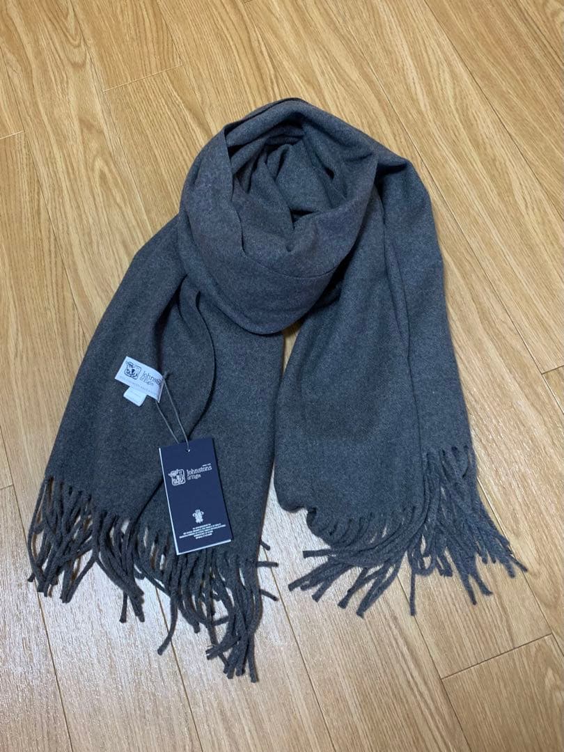ス*ア様 ジョンストンズJohnstonsカシミアダークグレー 大判ストール フ