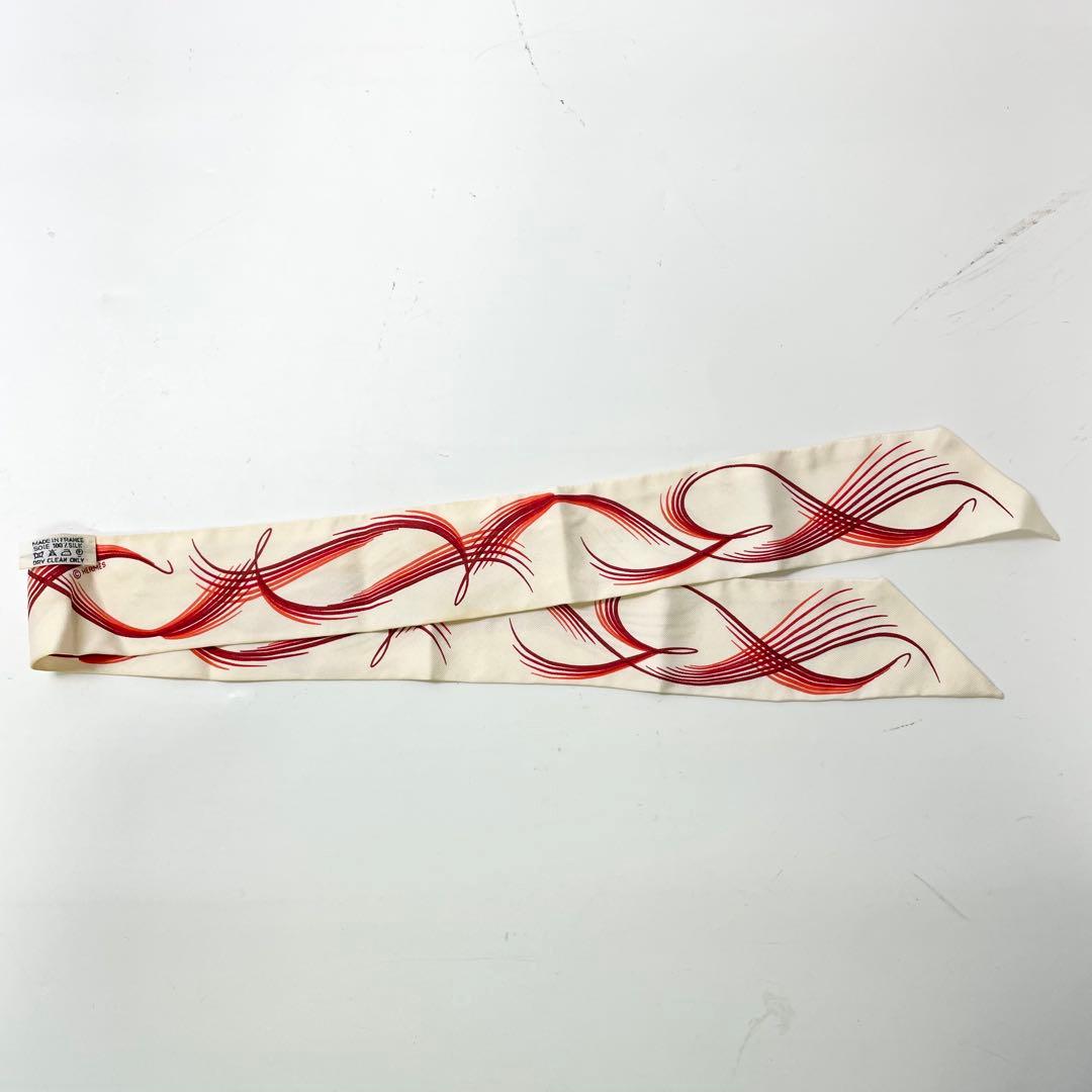エルメス　シルク　84cm ツイリー　ホワイト　M