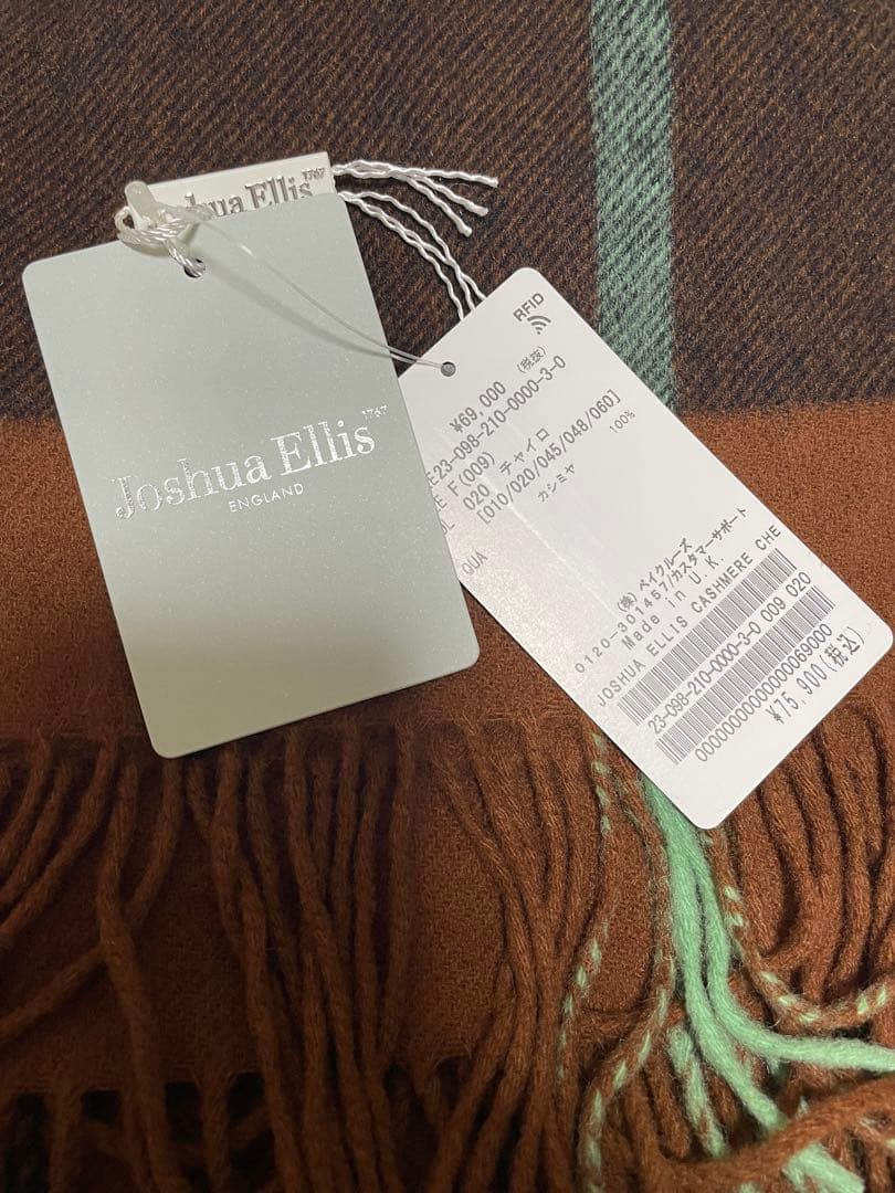 Joshua Ellis カシミヤチェックストール