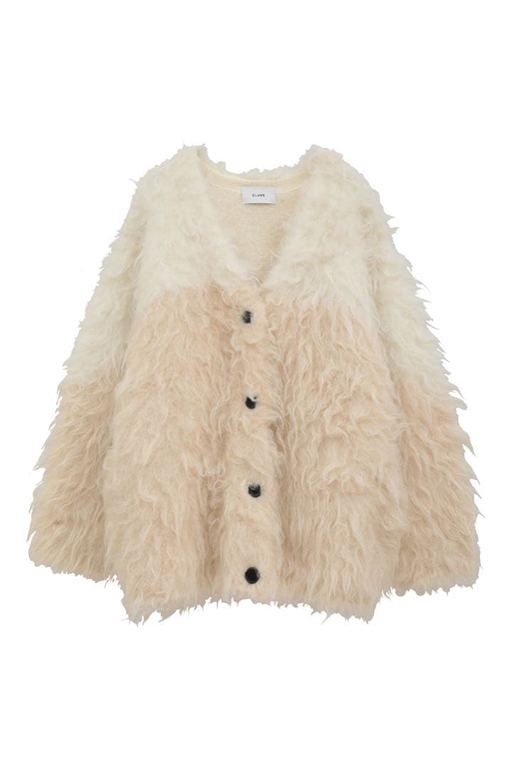 【CLANE】BI COLOR SHAGGY KNIT CARDIGAN