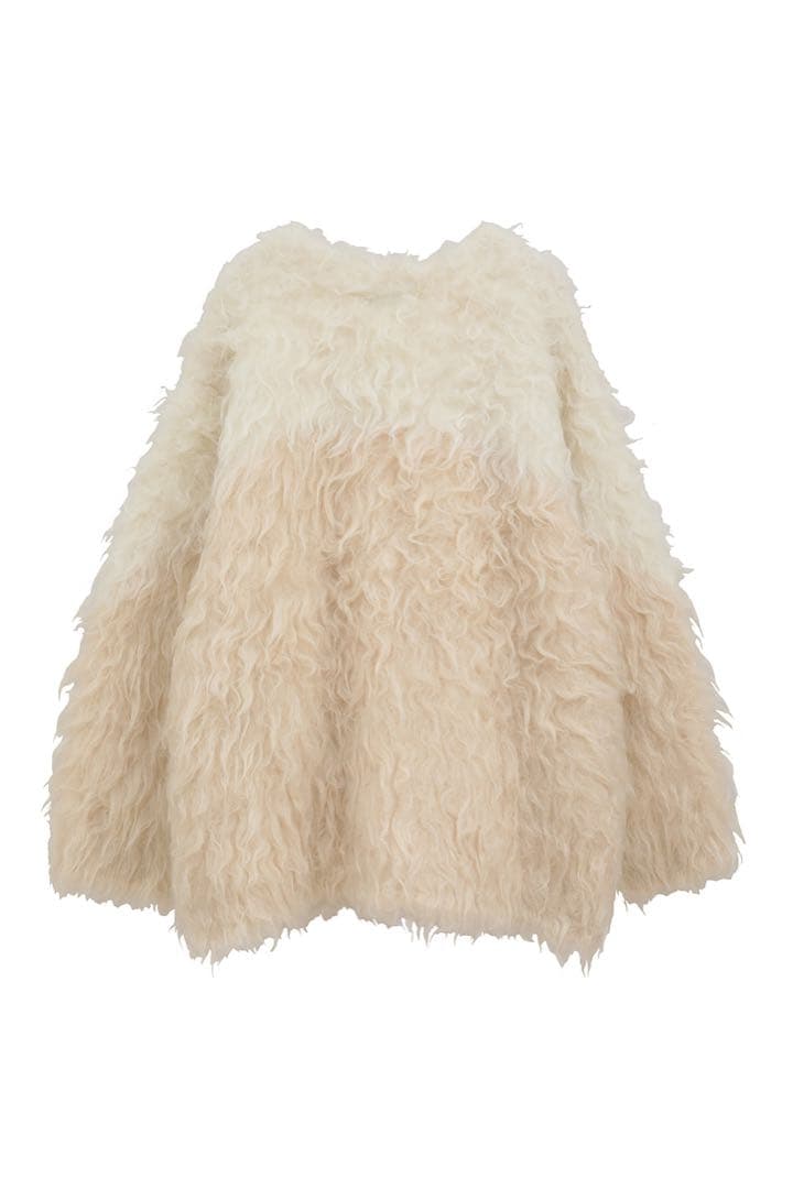 【CLANE】BI COLOR SHAGGY KNIT CARDIGAN