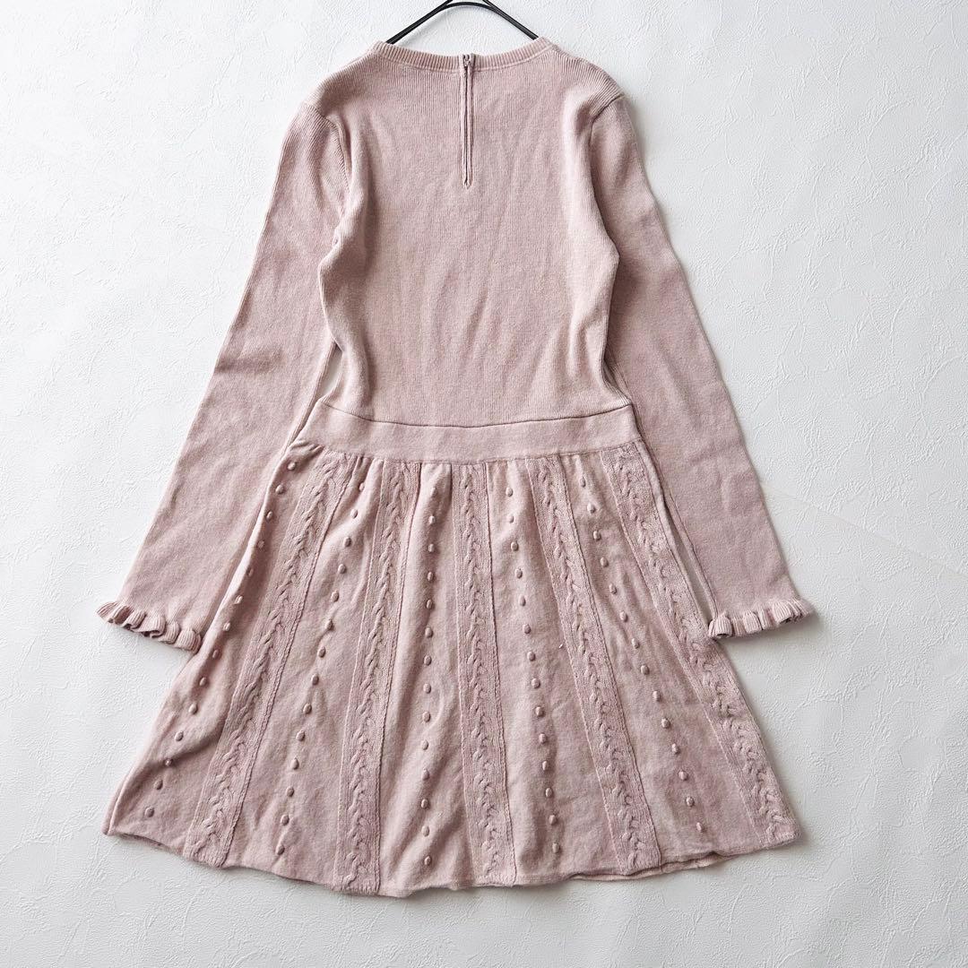 2773Z 美品 レッドヴァレンティノ ニットワンピース フリル カシミヤ L