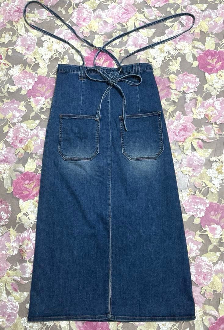 美品 INDIMARK インディマーク サスペンダースカート デニムスカート