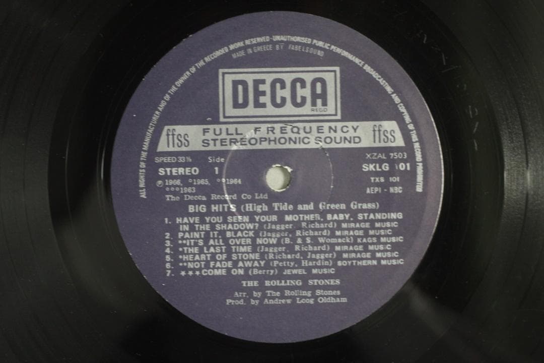 The Rolling Stones Big Hits ギリシャ盤LP ステレオ