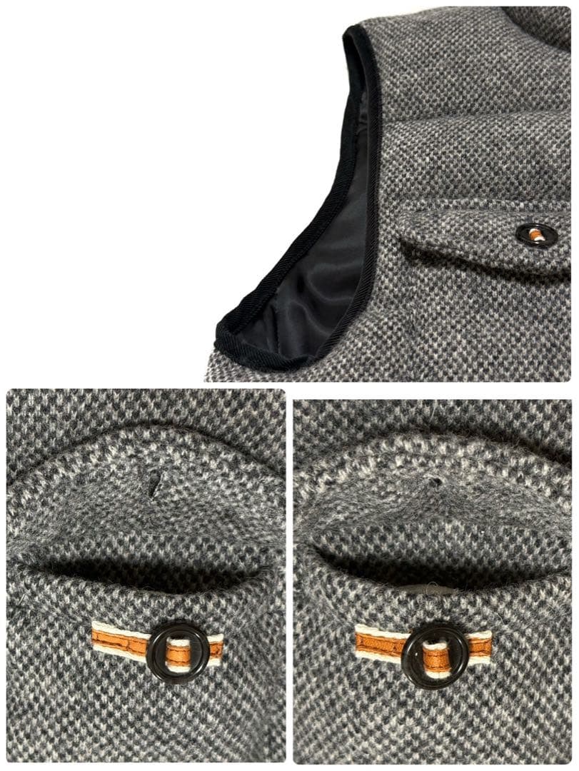 【美品】 BEAMS ウール×ダウン ベスト コーデュロイ切替 グレー M