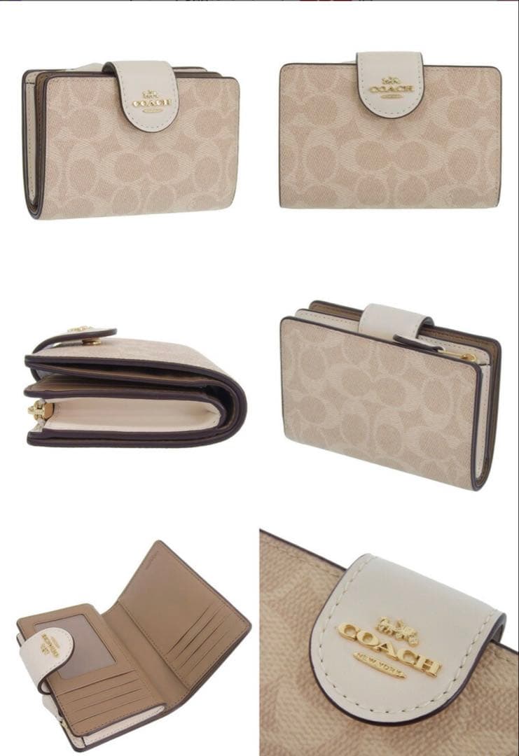 『中古』COACH ベージュ 二つ折り財布