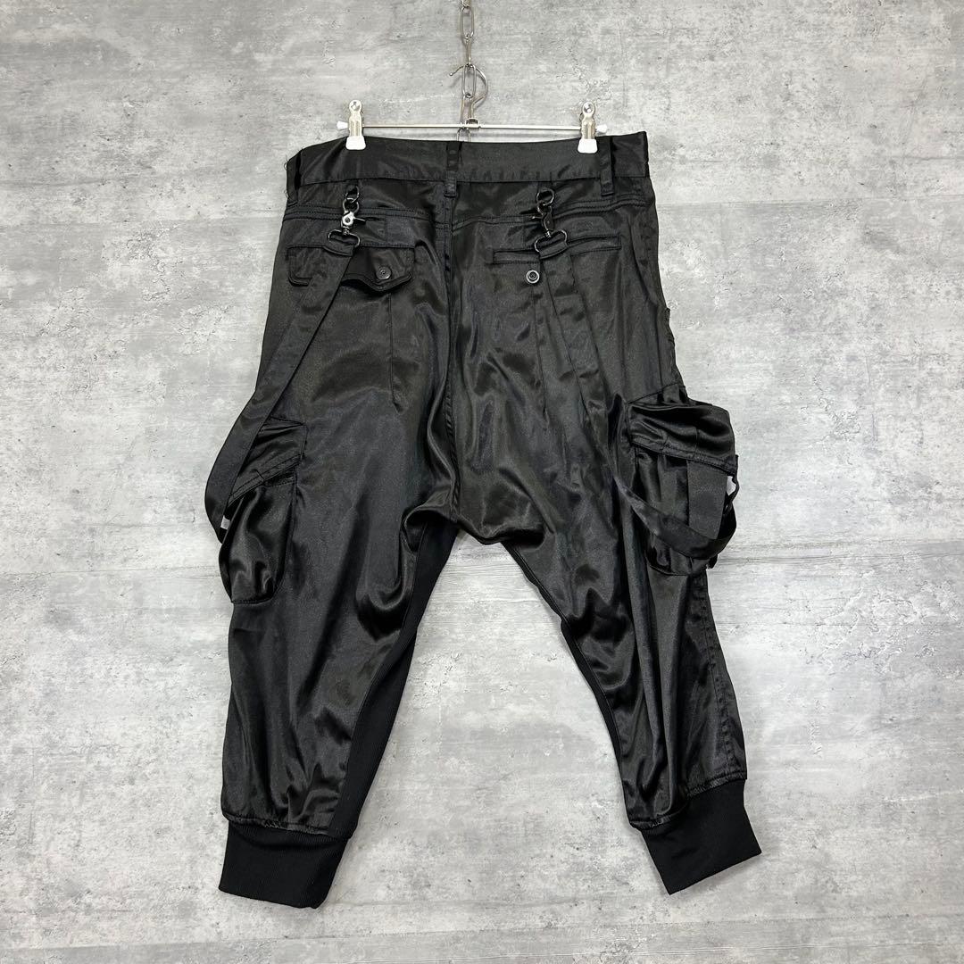 CIVARIZE サテンサルエル カーゴパンツ サスペンダー付き ブラック