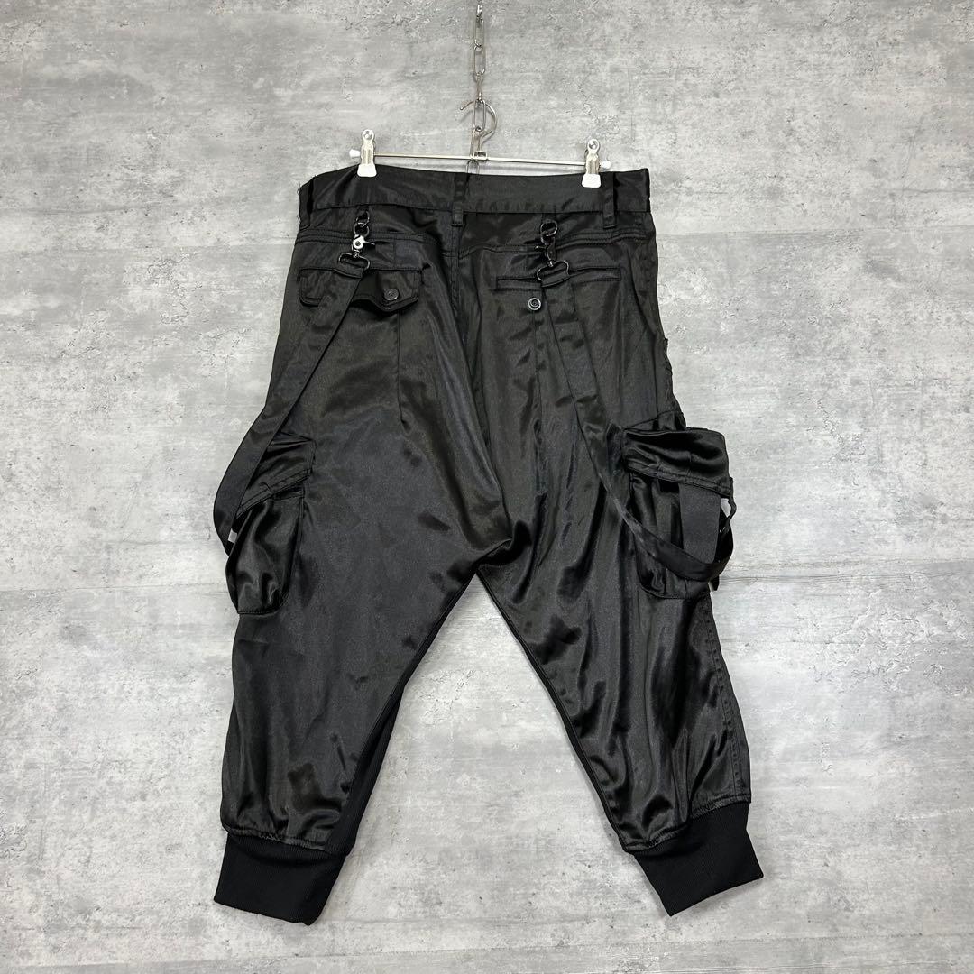 CIVARIZE サテンサルエル カーゴパンツ サスペンダー付き ブラック