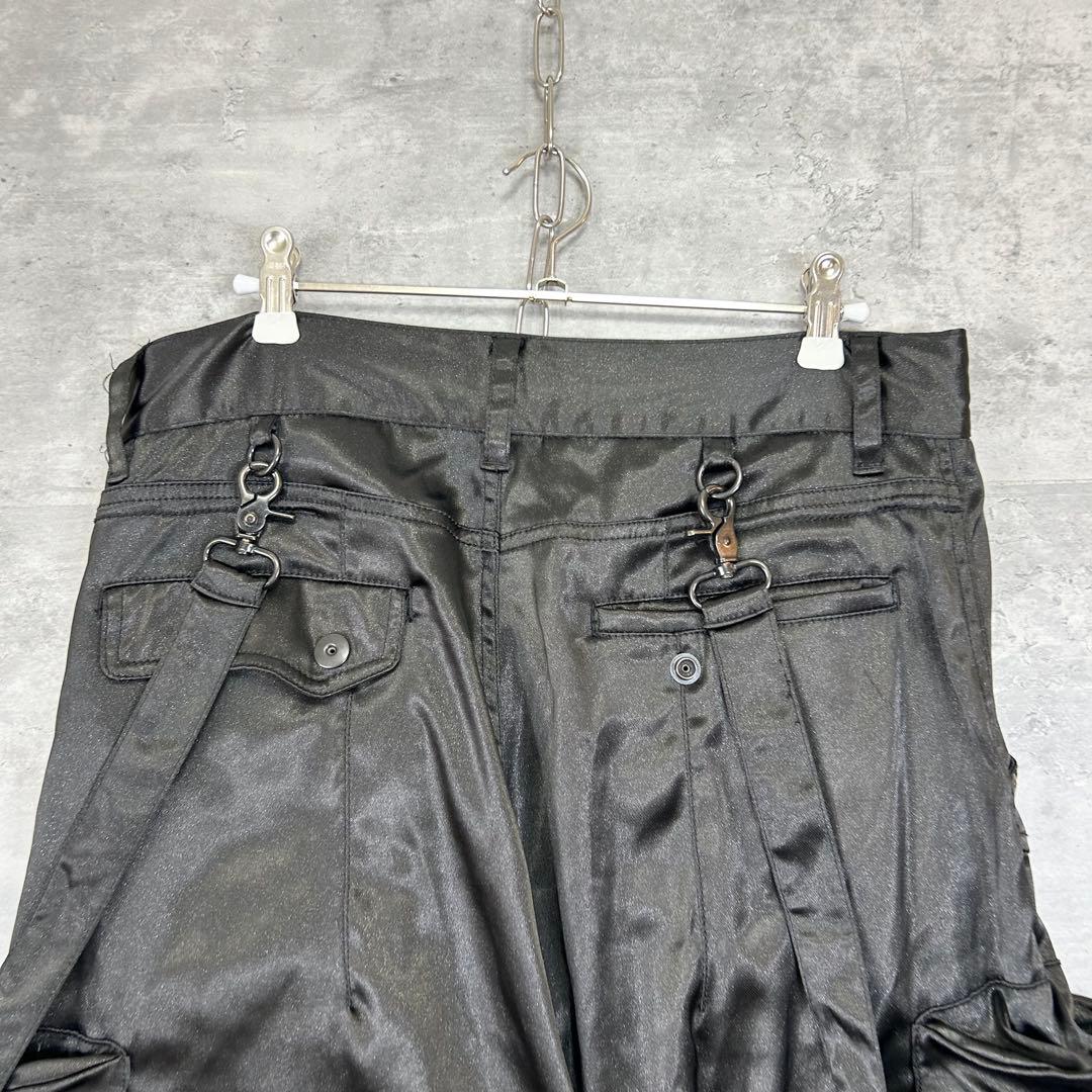 CIVARIZE サテンサルエル カーゴパンツ サスペンダー付き ブラック
