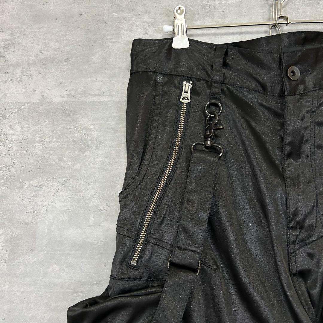 CIVARIZE サテンサルエル カーゴパンツ サスペンダー付き ブラック