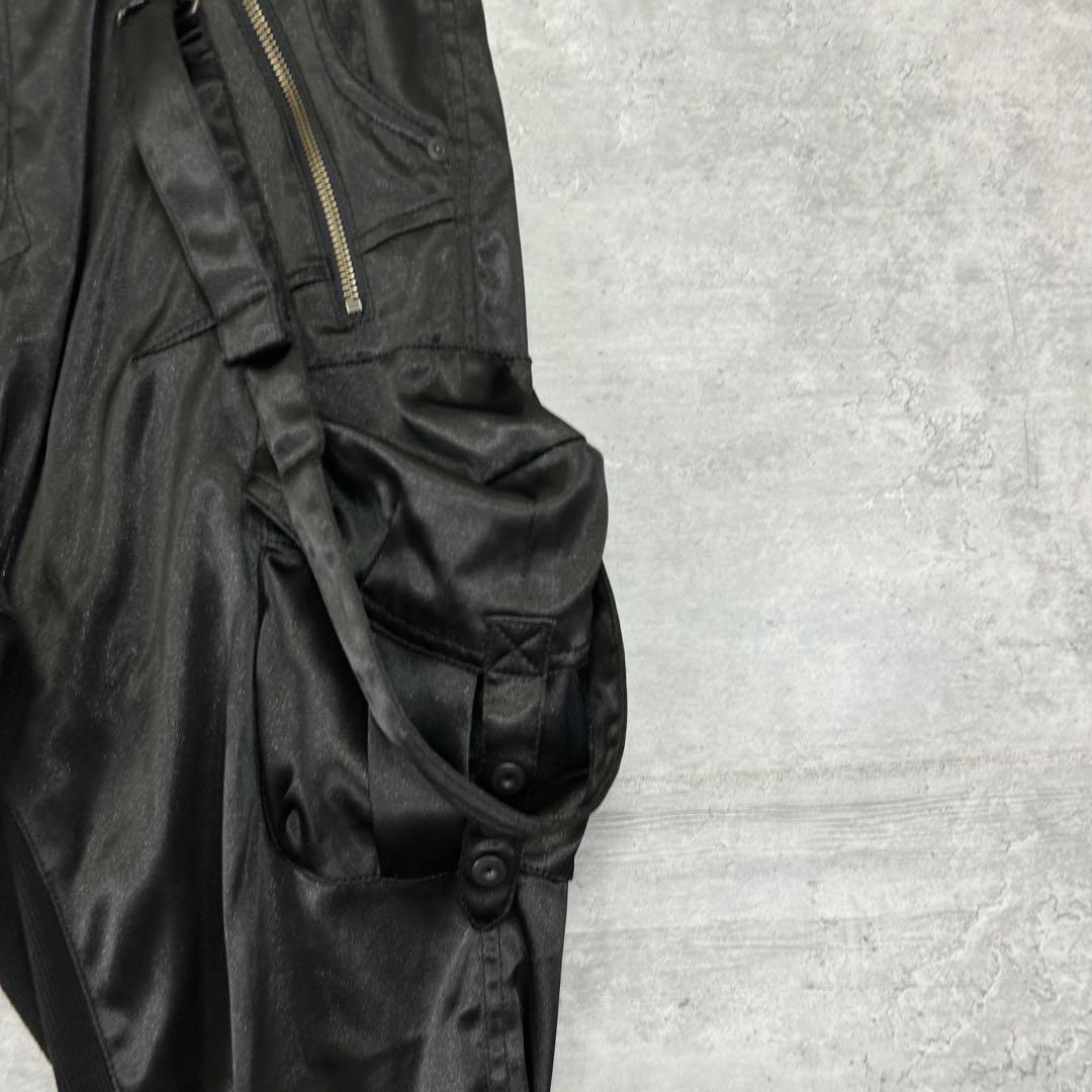 CIVARIZE サテンサルエル カーゴパンツ サスペンダー付き ブラック