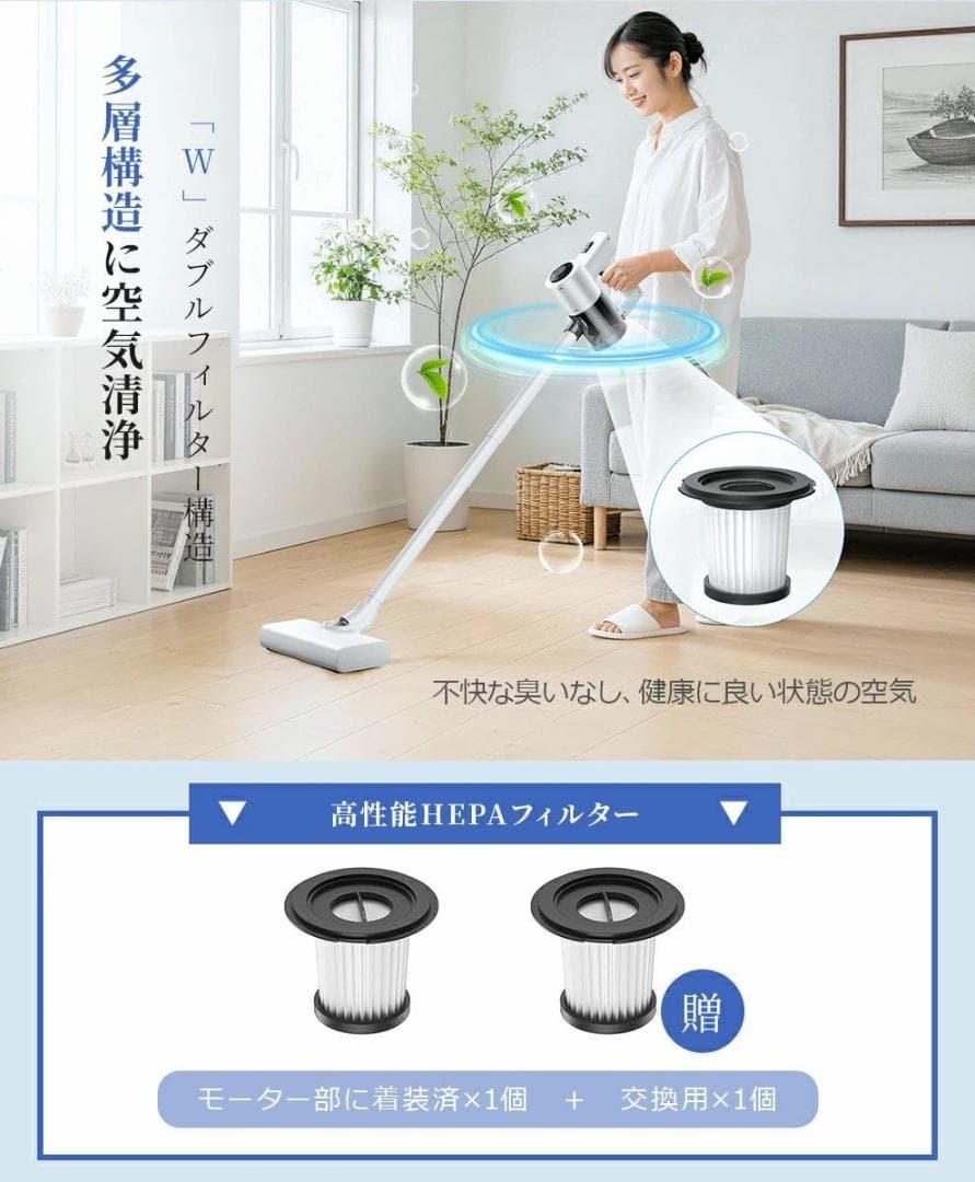 コ一ドレス掃除機　コードレスクリーナー 低騒音　35000Pa　ハンディ掃除機
