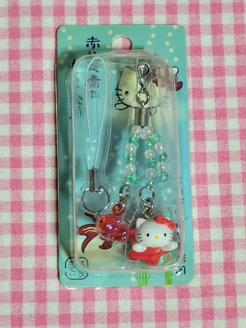 ⚠️箱つぶれあり◆キティ赤いべべ着たかわいい金魚　ストラップ2003年 　未開封