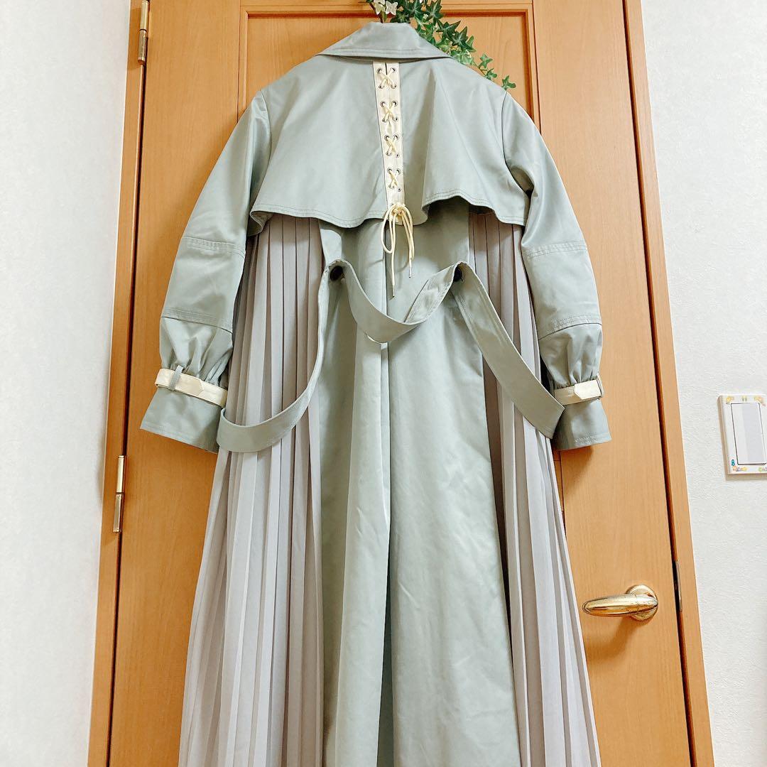 【超美品】Ameri 、アメリバルーンスリーブバッグプリーツロングトレンチコート