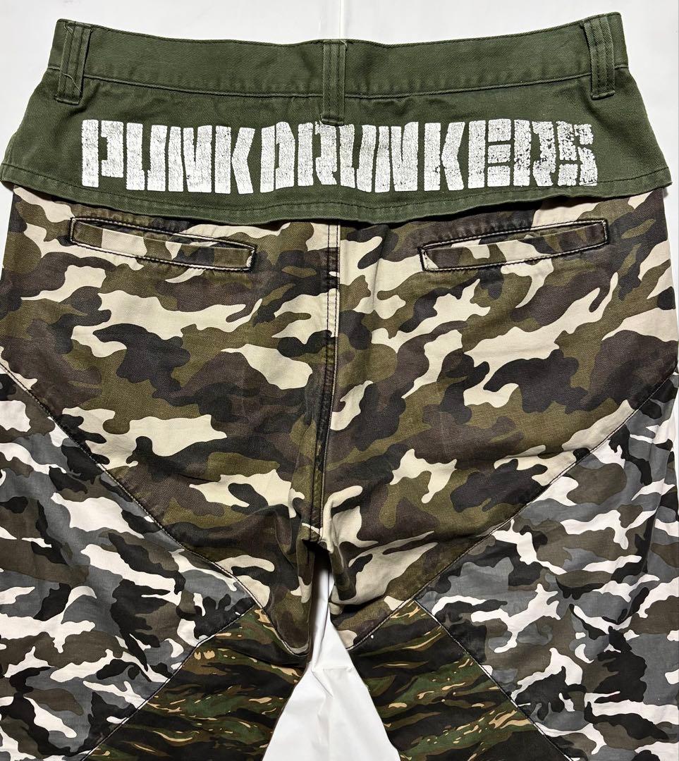 希少 PUNK DRUNKERS パンク ドランカーズ 迷彩 サルエル パンツ