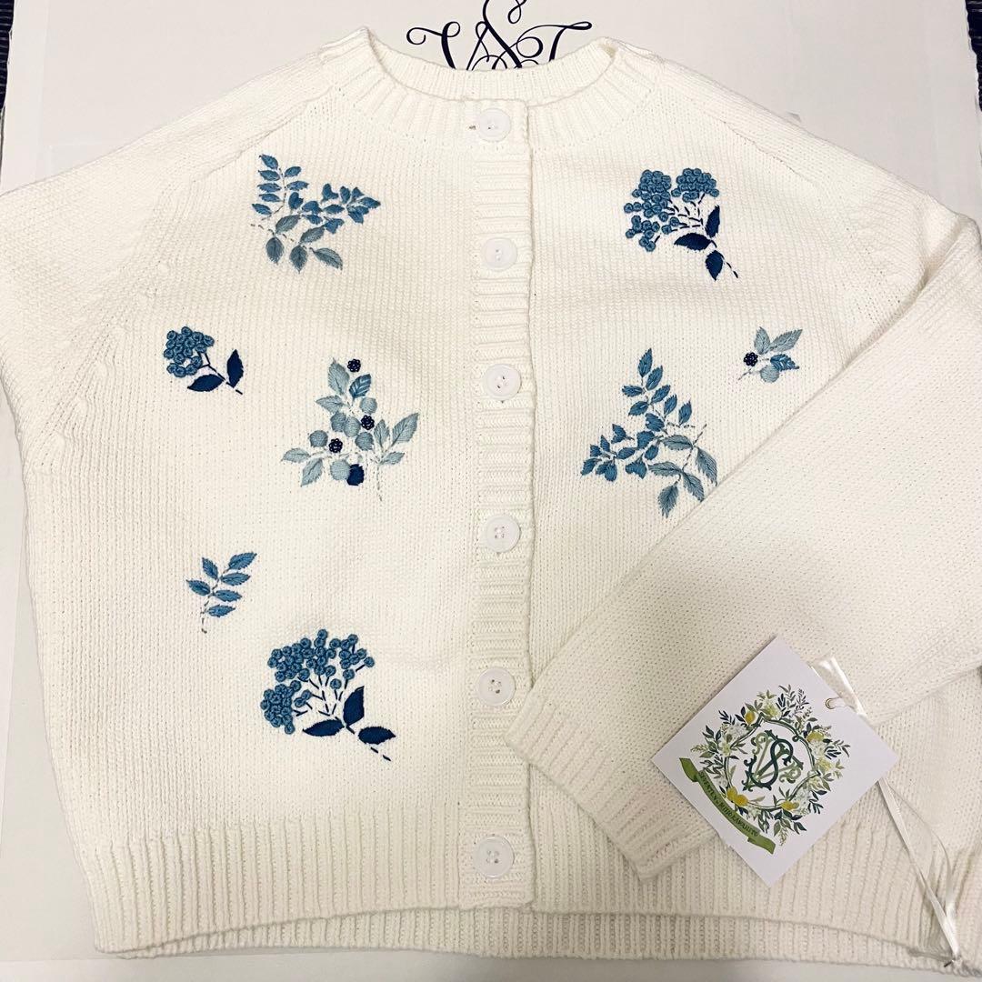 seventen セブンテン フラワー手刺繍カーディガン ブルー M 2025