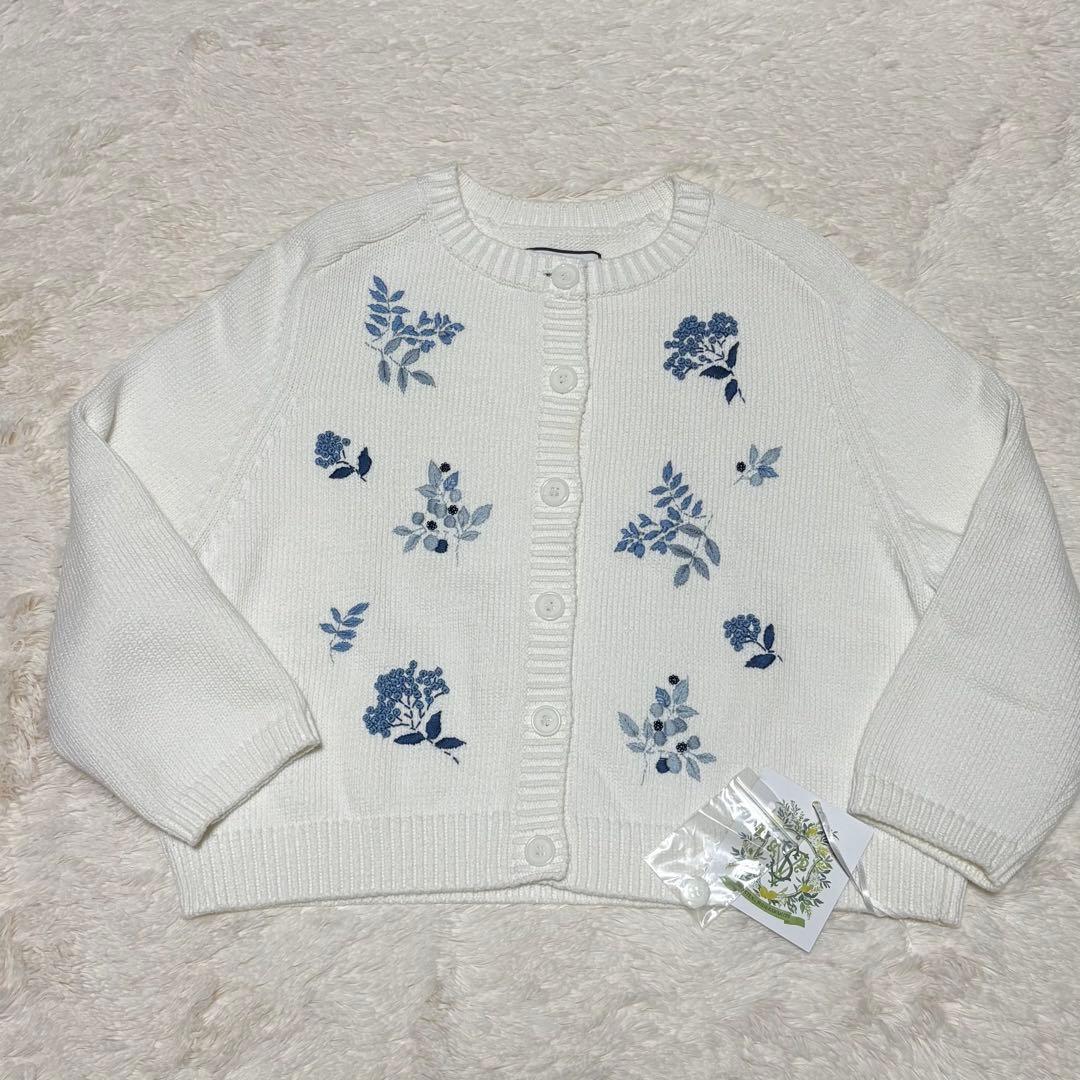 seventen セブンテン フラワー手刺繍カーディガン ブルー M 2025