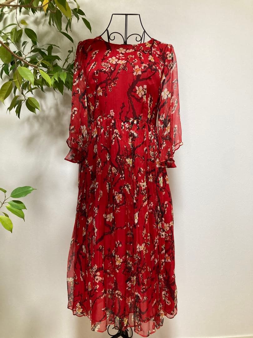 ★美品★ドルチェアンドガッパーナ　フローラル　シフォン　七分丈袖ワンピース