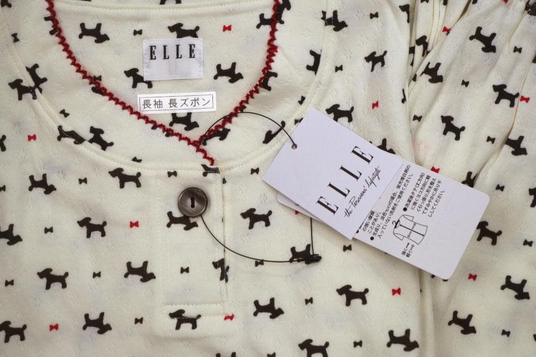 【新品】エルELLE 接結天竺 犬柄スリーシーズンパジャマ（M）№A12