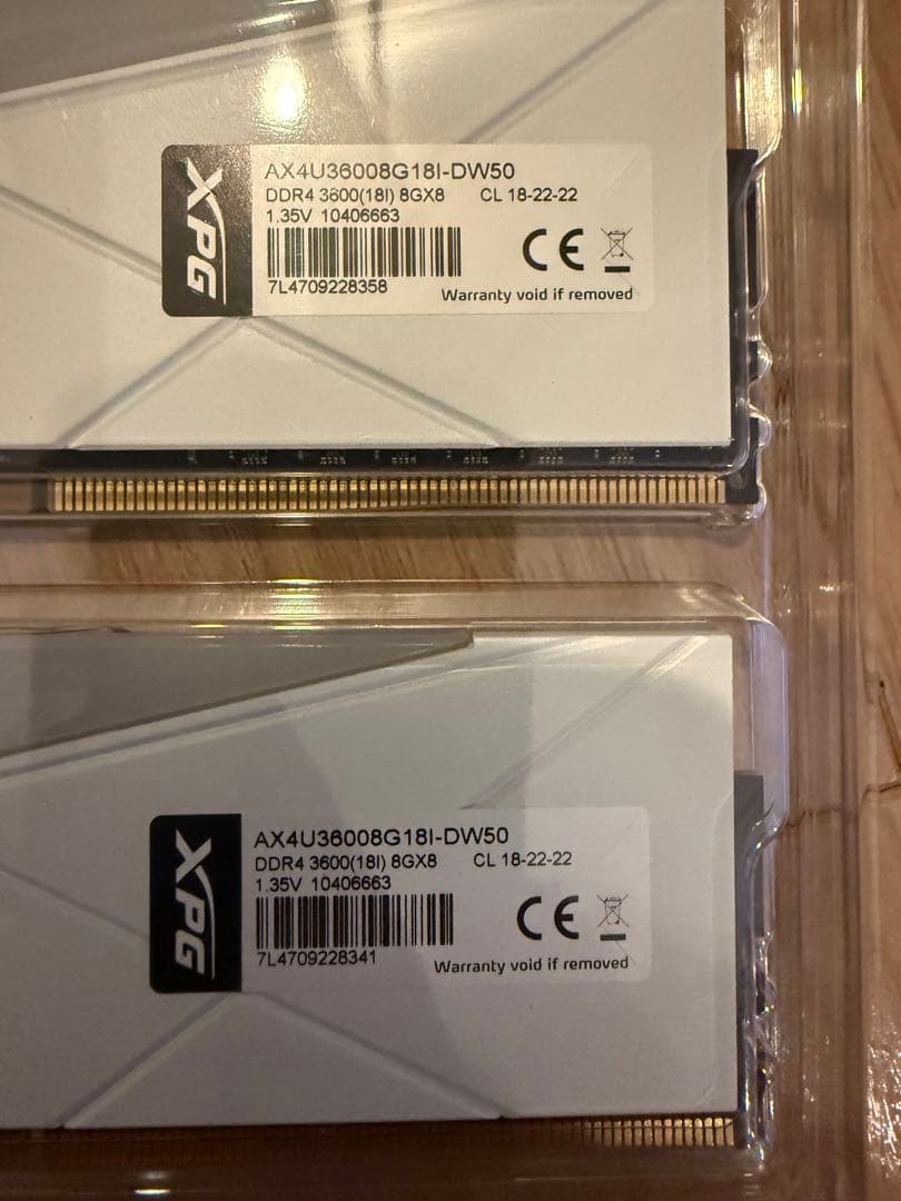 XPG DDR4 8GB 2枚　3600MHz メモリ