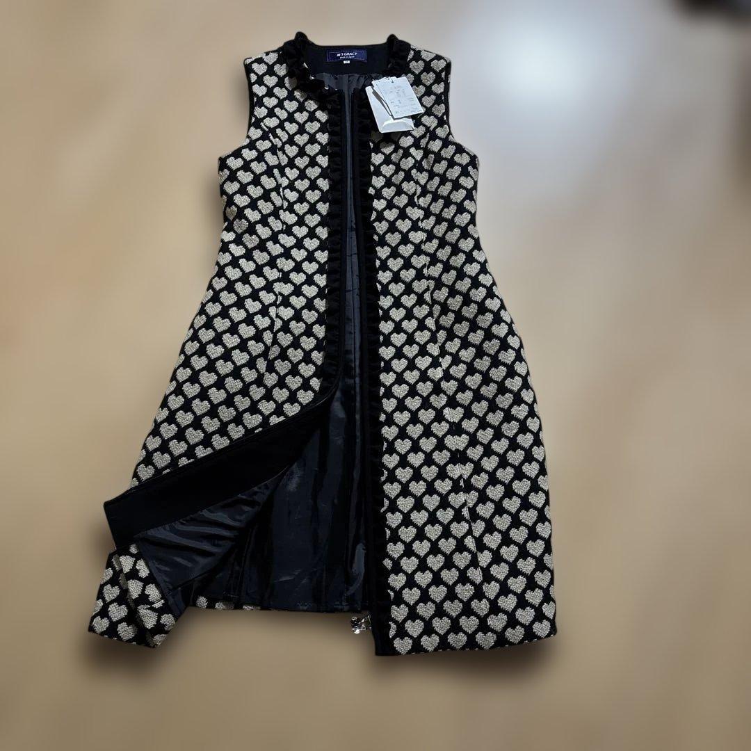 M'S GRACY ハート柄 ノースリーブワンピース S