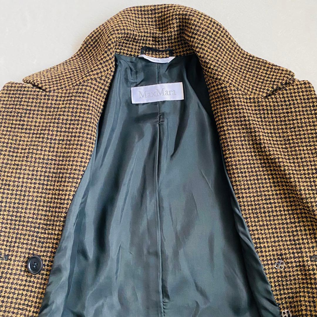 最高級 白タグ MaxMara 千鳥格子 ダブル ジャケット 40 希少