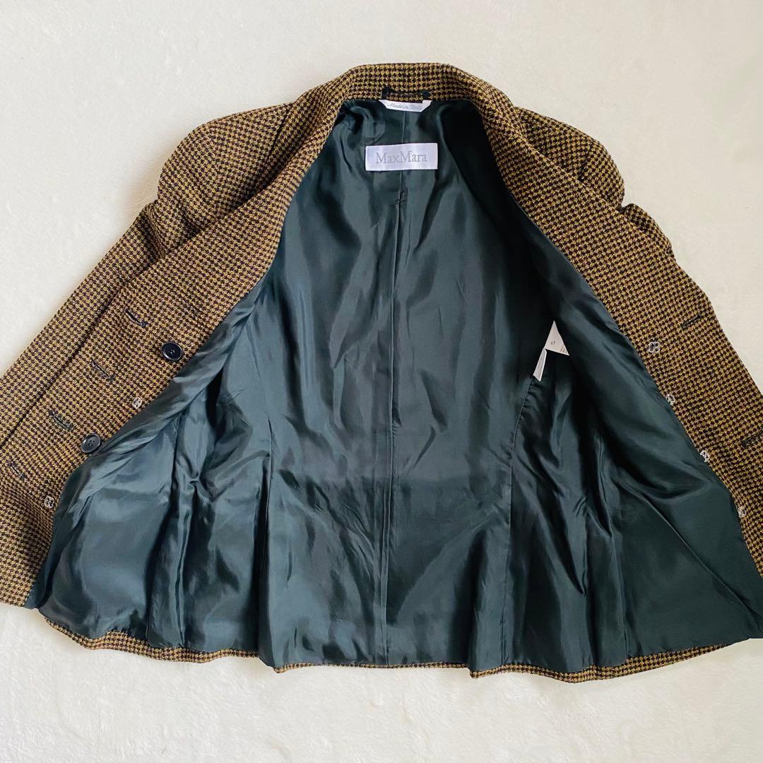最高級 白タグ MaxMara 千鳥格子 ダブル ジャケット 40 希少