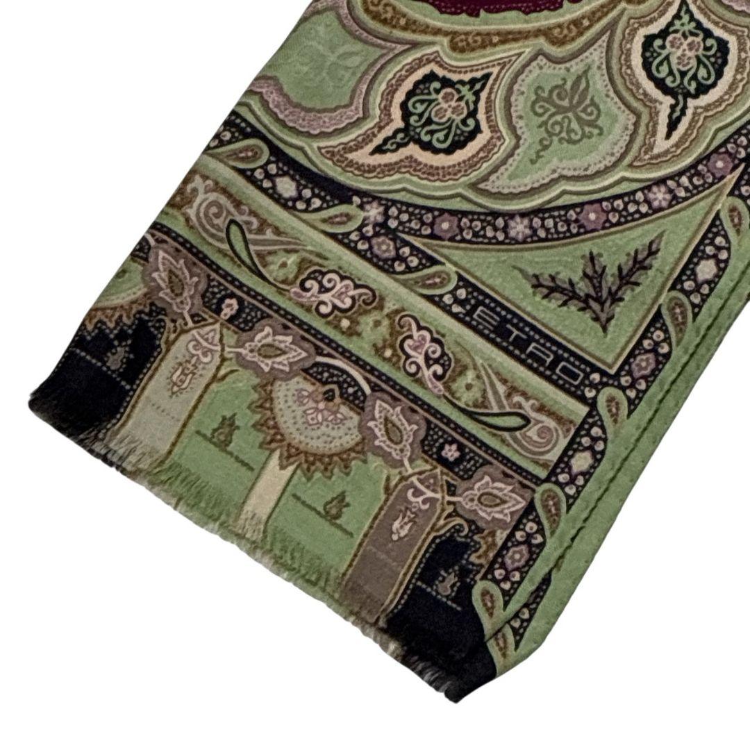 【極美品】ETRO エトロ ペイズリー柄 ロゴ 大判ストール スカーフ