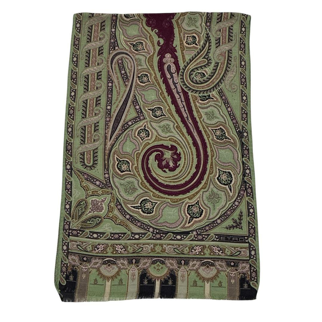 【極美品】ETRO エトロ ペイズリー柄 ロゴ 大判ストール スカーフ