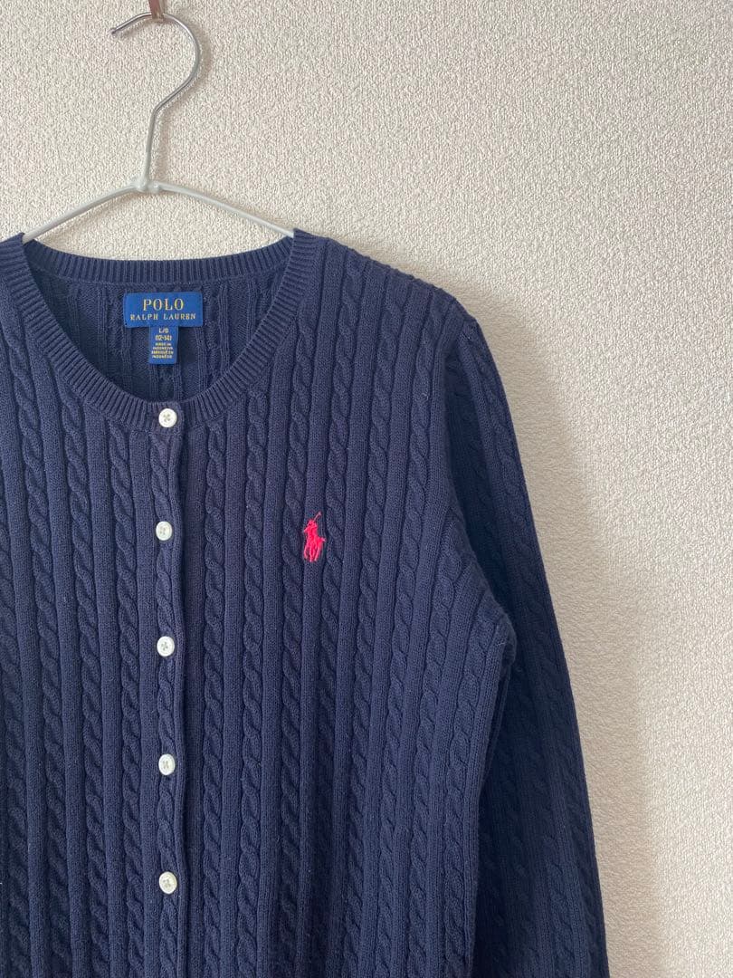ラルフローレン ミニケーブルカーディガン ネイビー レディースXS キッズL相当